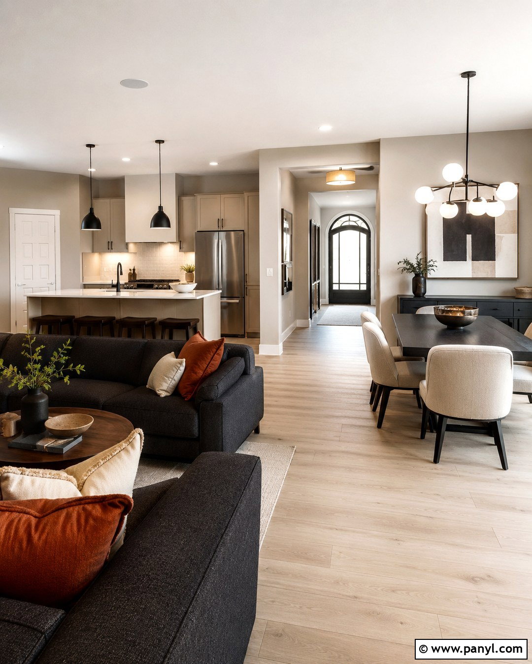 Soft Greige Open Plan Walls - 20 Open Plan Wall Colour Ideas