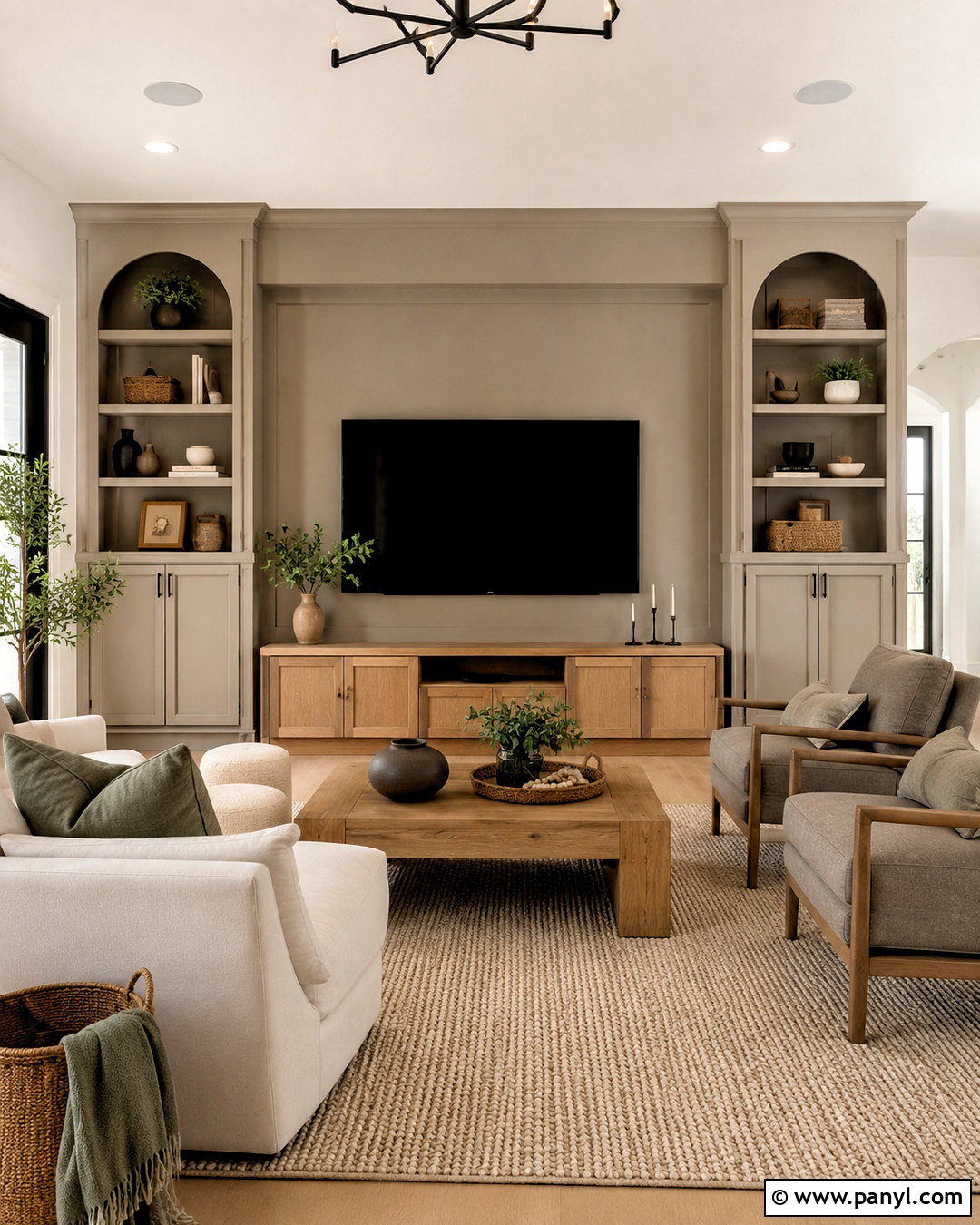 Soft Greige TV Wall - 35 tv wall color ideas