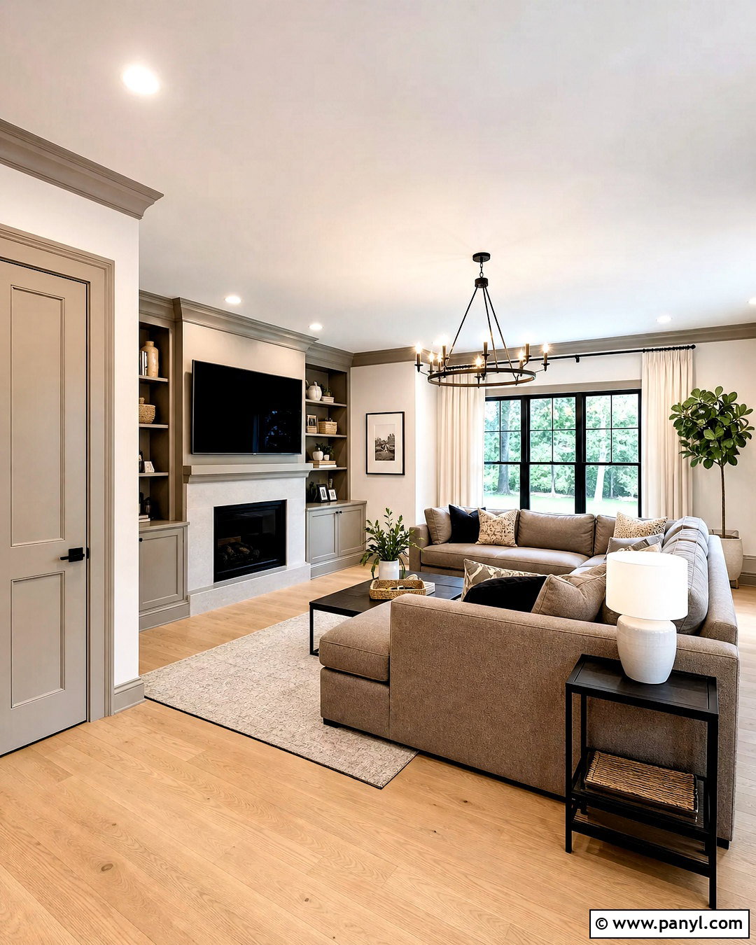 Soft Greige Trim With White Walls - 20 trim paint color ideas