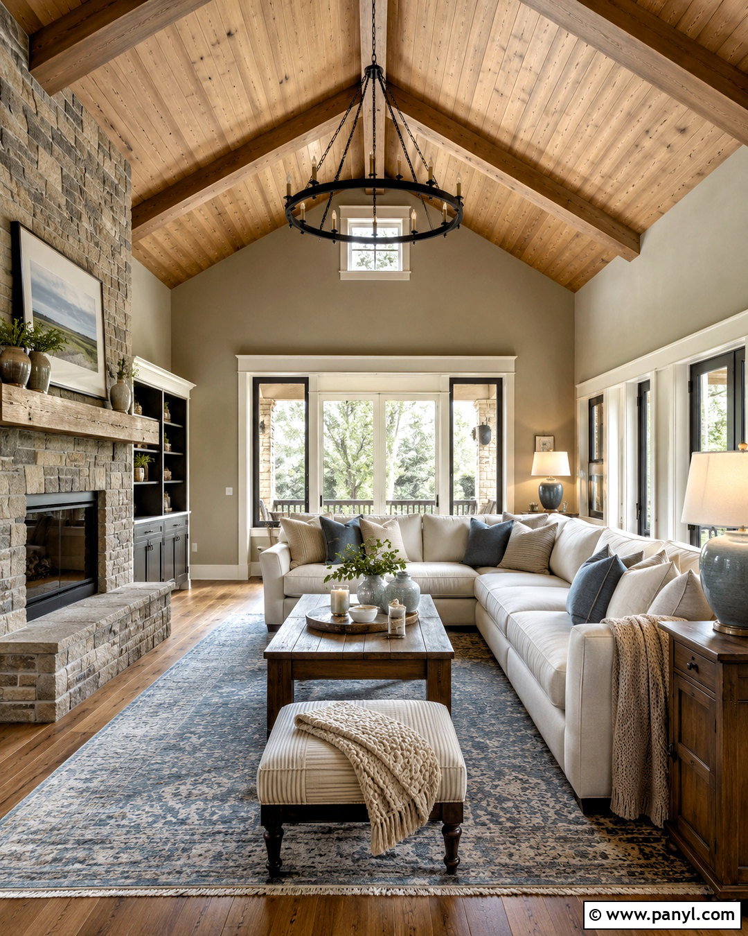 Soft Greige Wall Color With Pine Ceiling - 20 Wall Color With Pine Ceiling Ideas