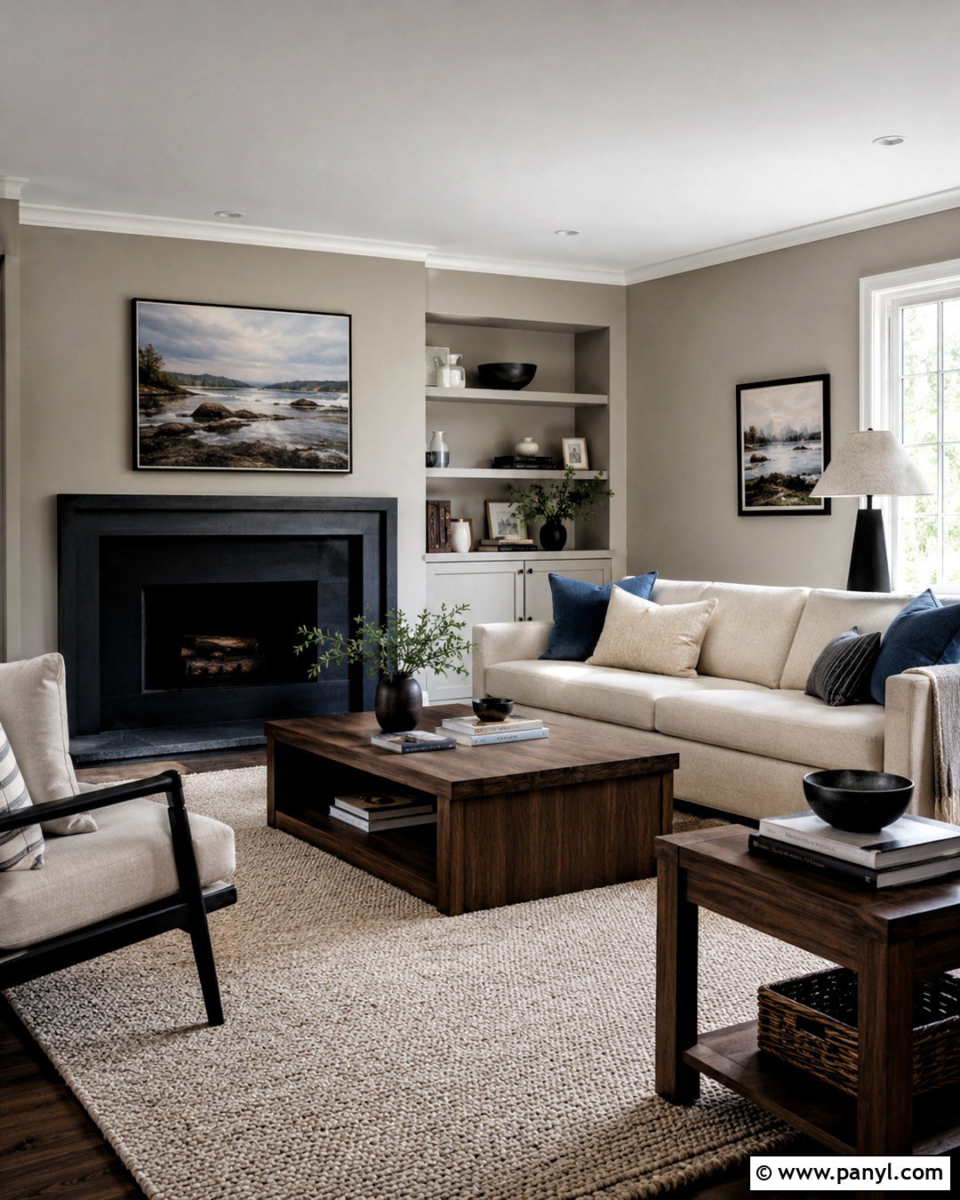 Soft Greige Walls With Black Accents - 20 Wall Colors That Go With Black Ideas