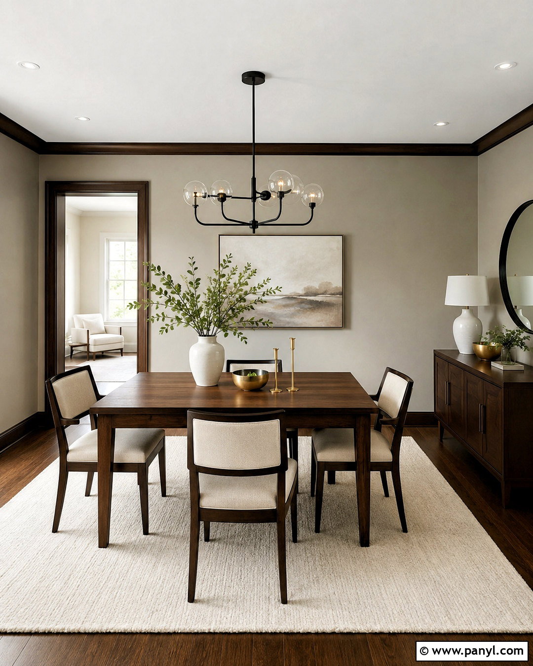 Soft Greige Walls With Dark Wood - 20 Wall Colors That Go Well With Dark Wood Ideas