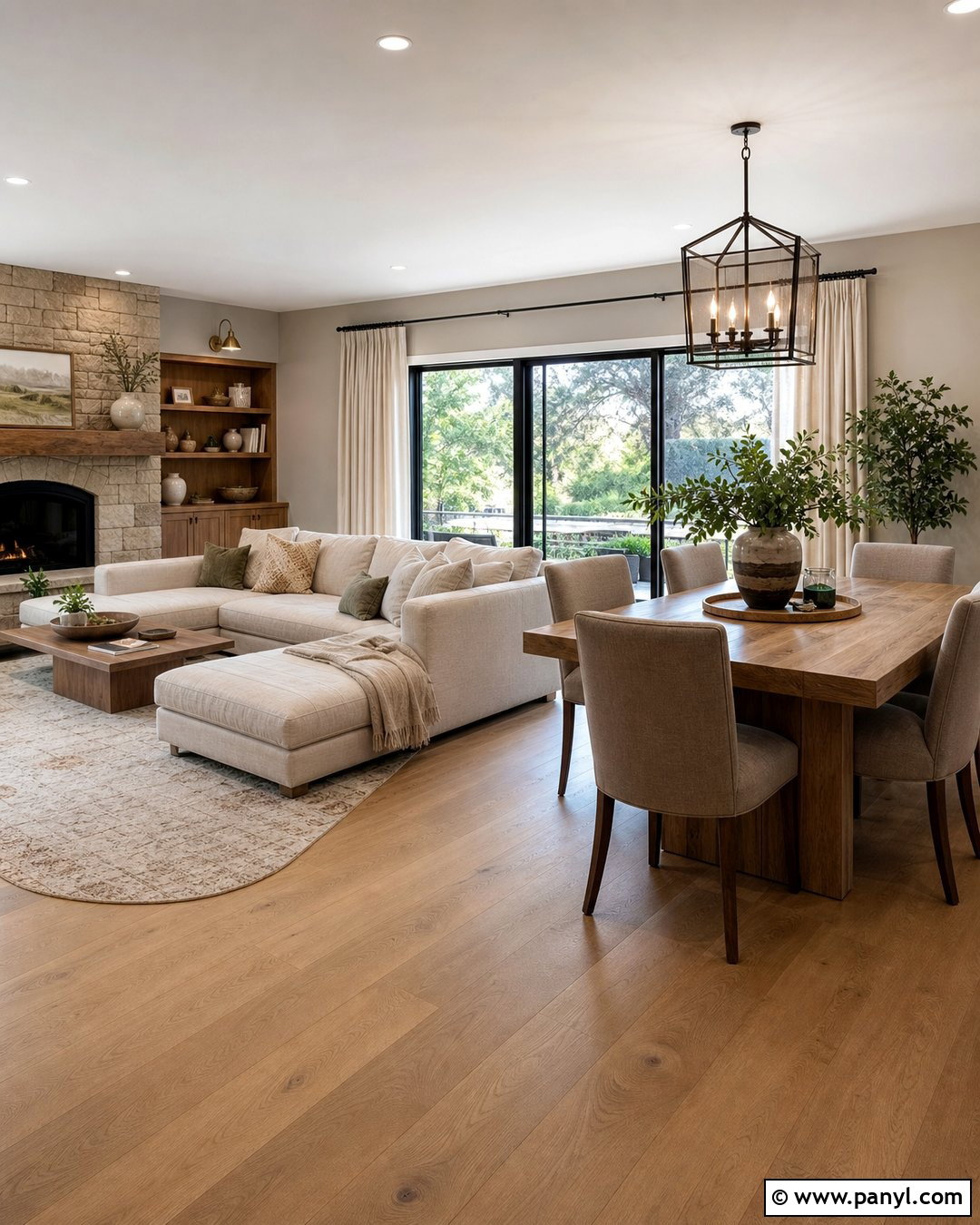 Soft Greige Walls With Medium Oak Floors - 25 Wall Floor Color Combination Ideas