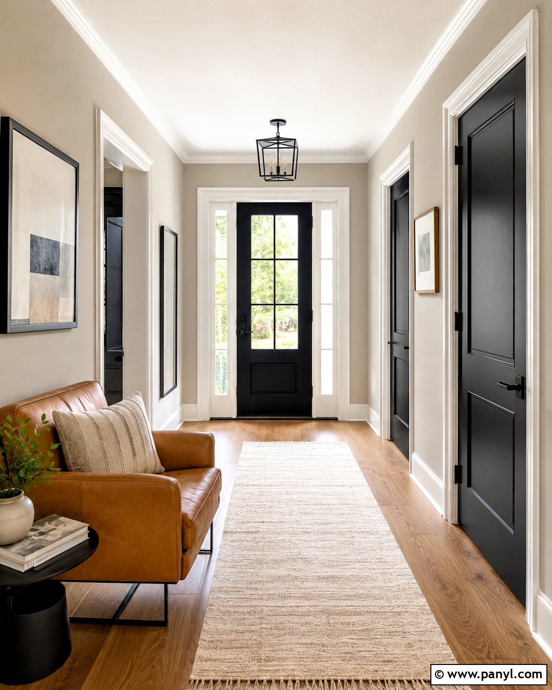 Soft Greige Walls With White Trim And Black Doors - 20 Wall Trim And Door Colors
