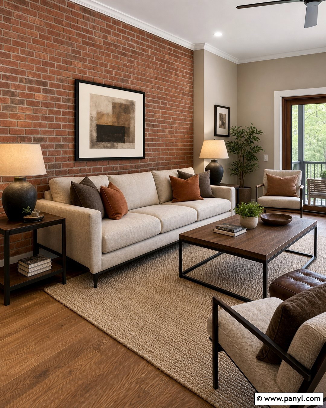 Soft Greige With Red Brick Wall - 20 Brick Wall Color Matching Ideas