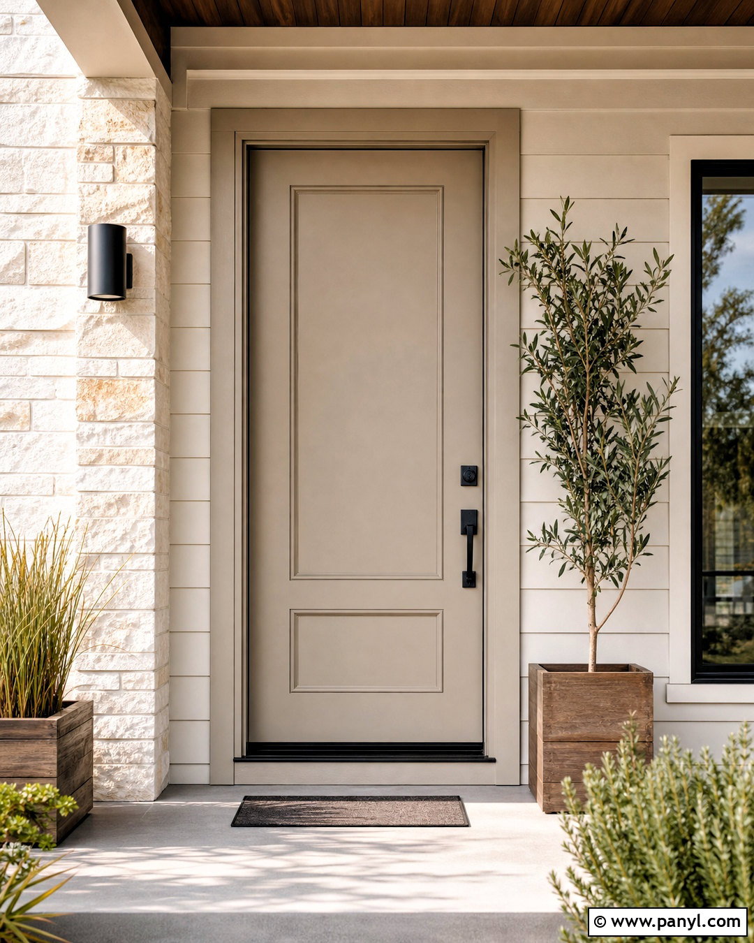 Soft Greige Wooden Door - 20 wooden door colour ideas