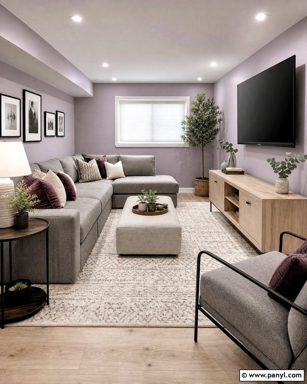 Soft Lavender Basement Media Room - 20 basement colors ideas