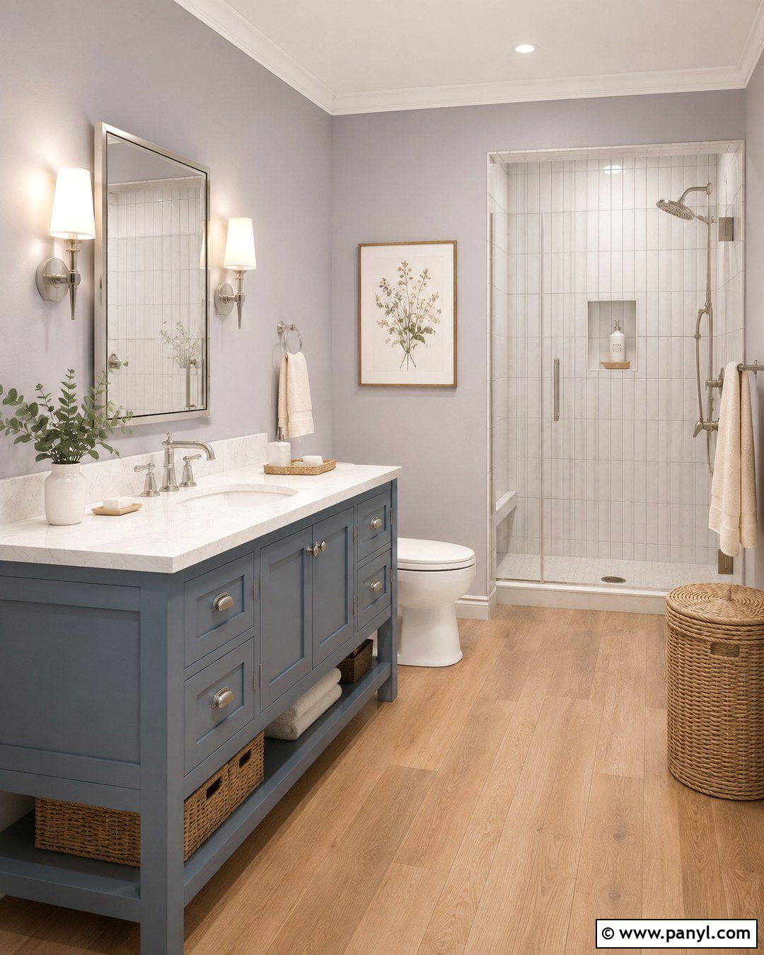 Soft Lavender Bathroom Walls With Blue Vanity - 20 Bathroom Wall Color With Blue Vanity Ideas