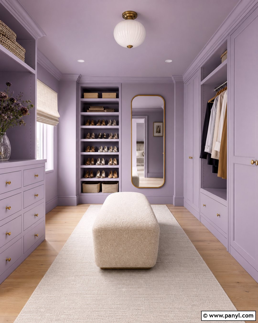 Soft Lavender Color Drenched Dressing Room - 25 Color Drenched Walls