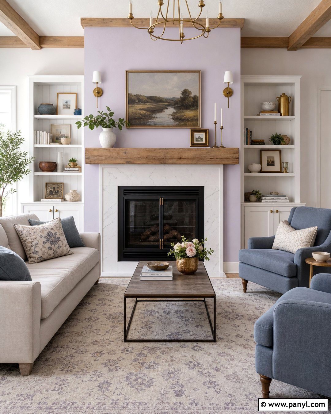 Soft Lavender Fireplace Accent Wall - 35 Fireplace Accent Wall Color Ideas