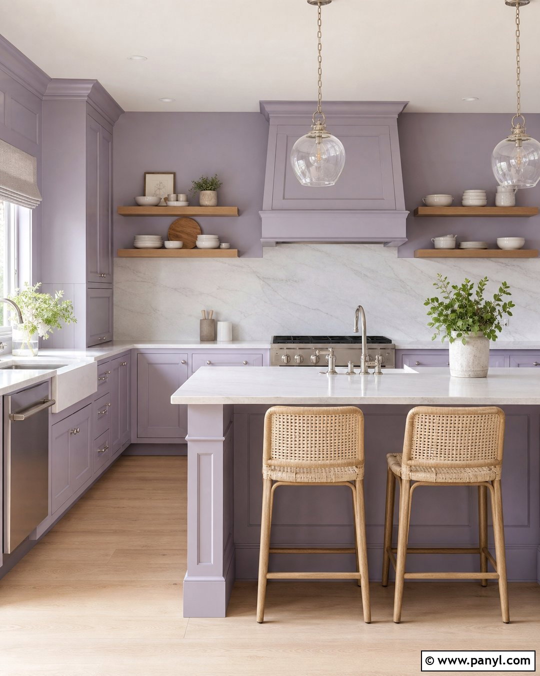 Soft Lavender Kitchen Cabinets With Lavender Walls - 20 Kitchen Cabinets Matching Wall Color Ideas