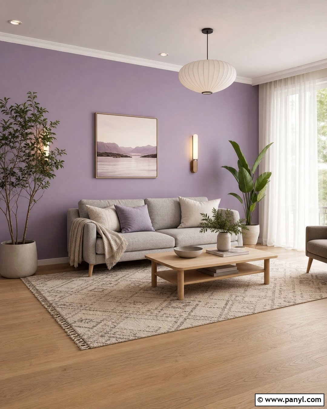 Soft Lavender Purple Accent Wall Living Room - 30 Purple Accent Wall Living Room Ideas