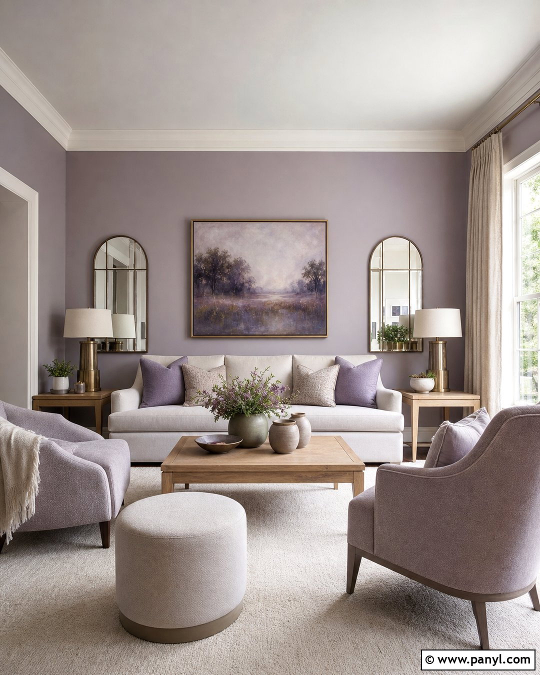 Soft Lavender Purple Living Room - 20 Elegant Purple Wall Color Ideas