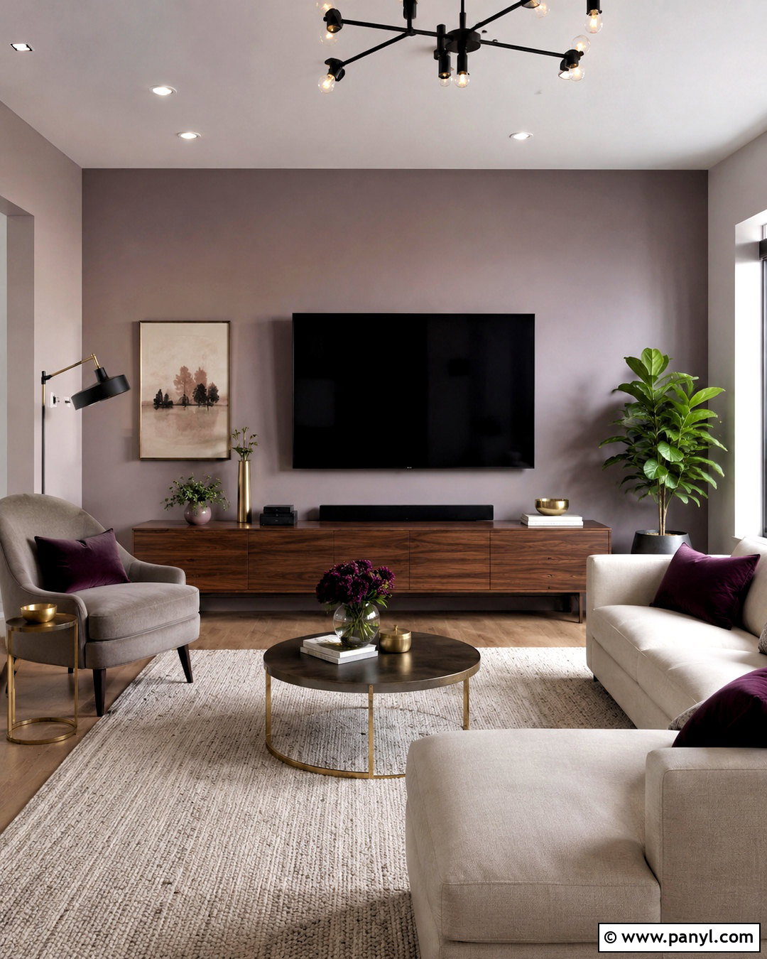 Soft Lavender TV Wall - 35 tv wall color ideas