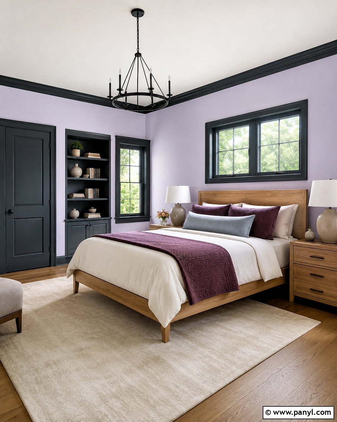 Soft Lavender Walls With Charcoal Trim - 40 Light Walls With Dark Trim Ideas