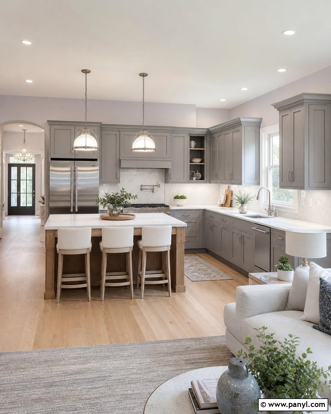 Soft Lavender Walls With Grey Kitchen Cabinets - 30 Grey Kitchen Cabinets Wall Color Ideas