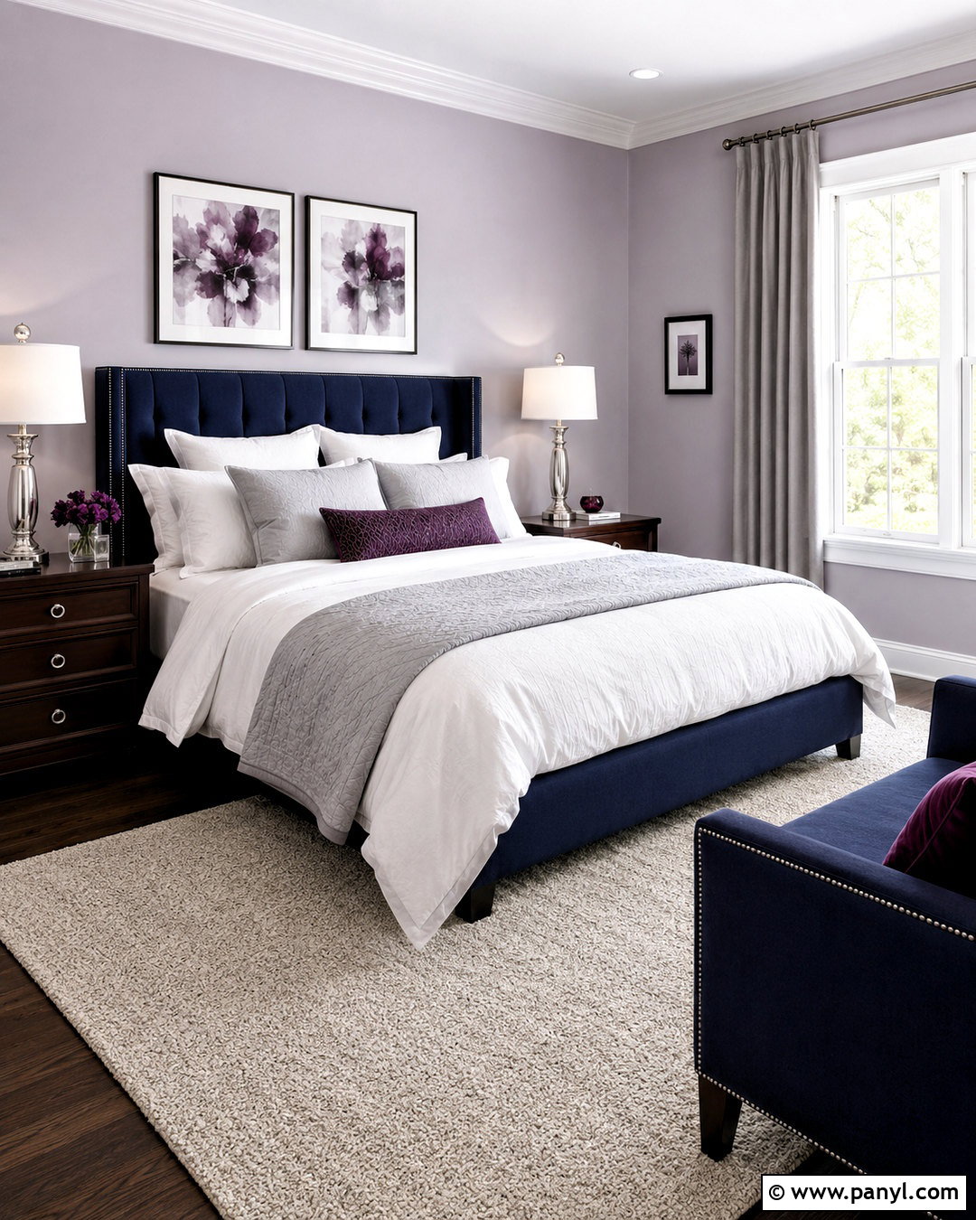 Soft Lavender Walls With Navy Blue - 20 Wall Colors That Go With Navy Blue Ideas