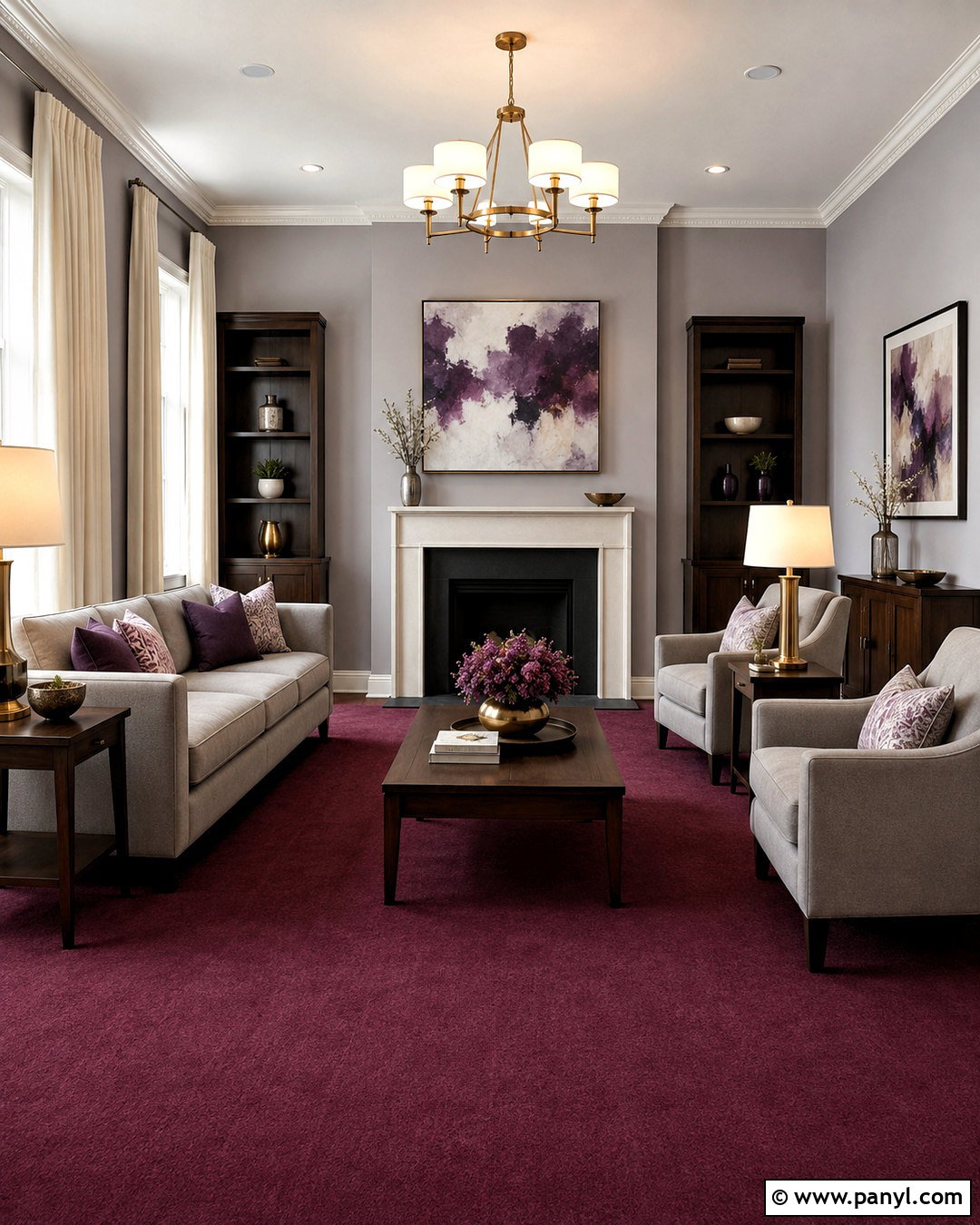 Soft Lavender Walls With Red Carpet - 20 What Color Walls Go With Red Carpet Ideas