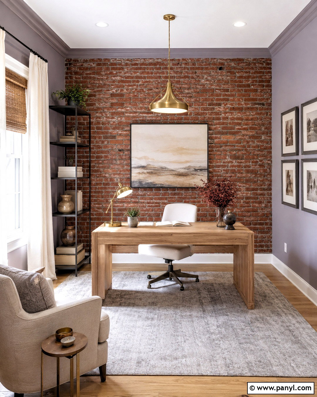 Soft Lavender With Red Brick - 20 colors that go with brick interior ideas