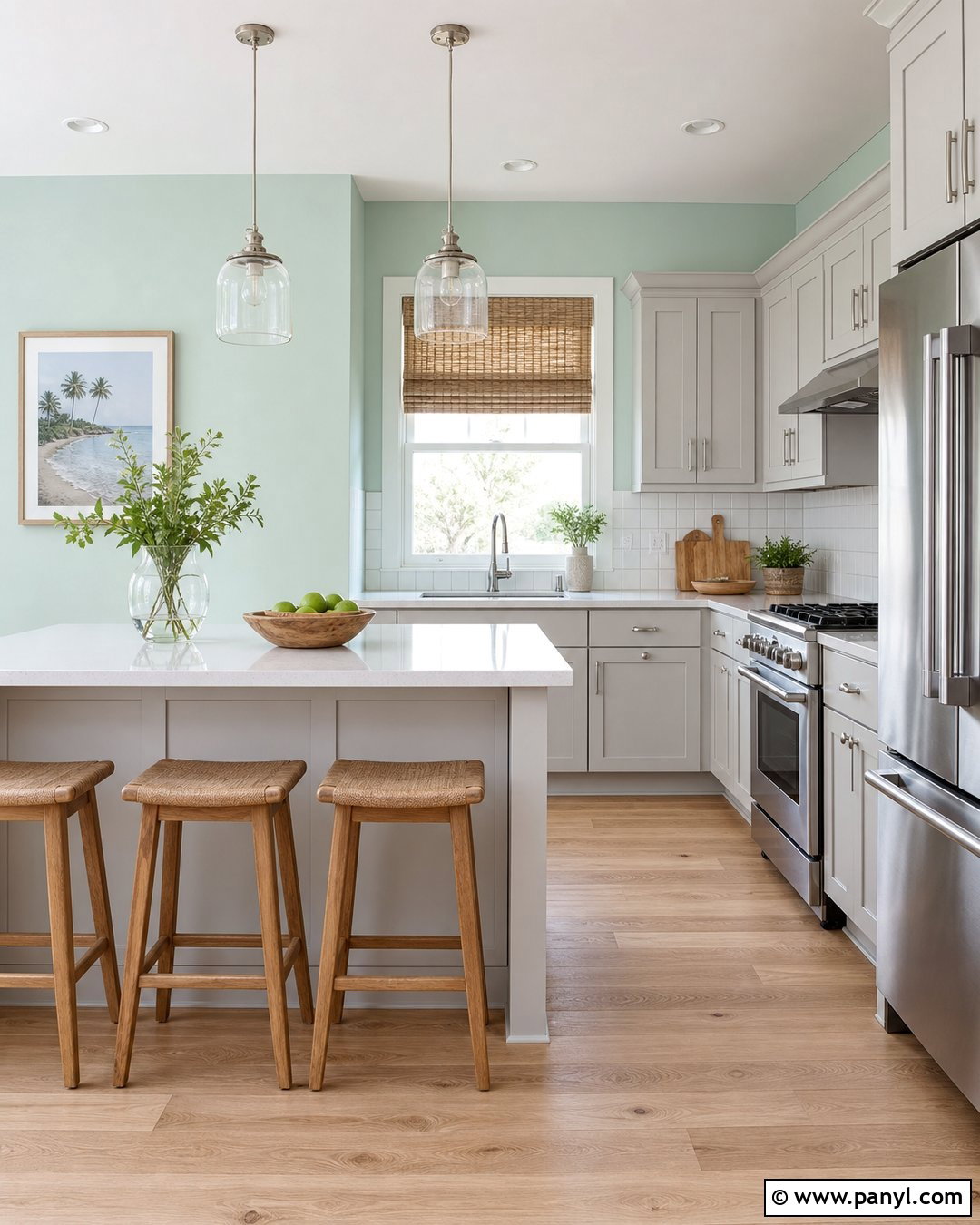 Soft Mint Kitchen Walls - 35 Kitchen Wall Colors With Grey Cabinets