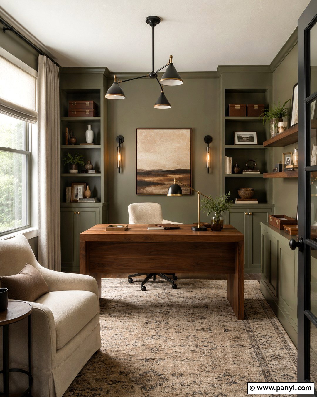 Soft Olive Green Home Office - 20 Soft Green Wall Color Ideas