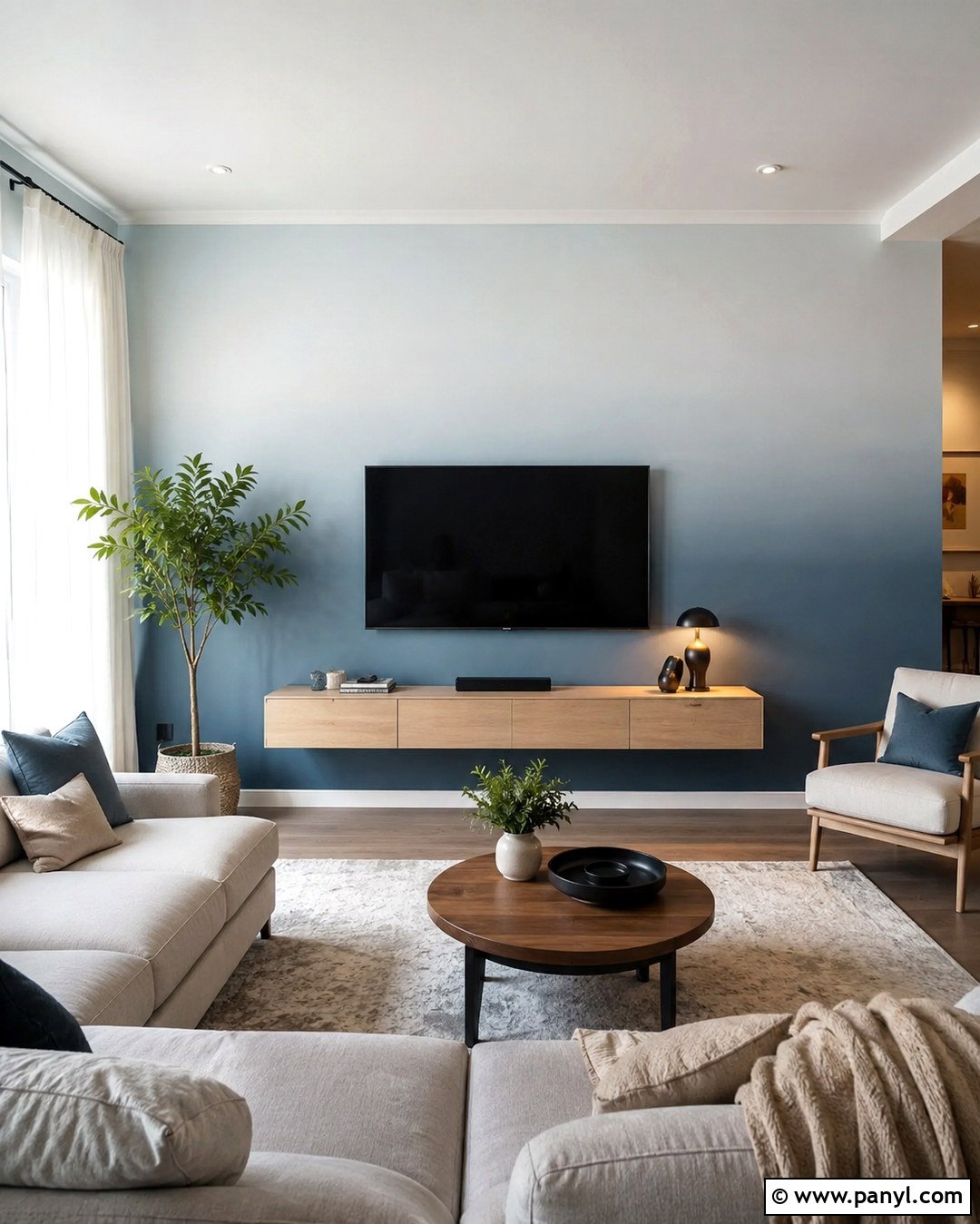 Soft Ombre TV Wall - 20 Paint Around Tv On Wall Ideas
