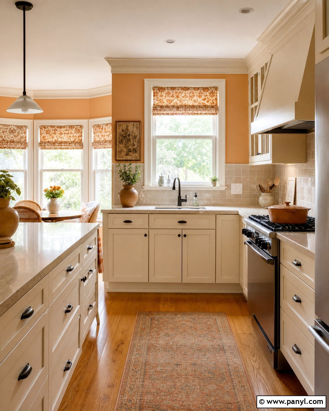 Soft Orange Walls With Cream Cabinets - 20 Colorful Kitchen With Orange Walls
