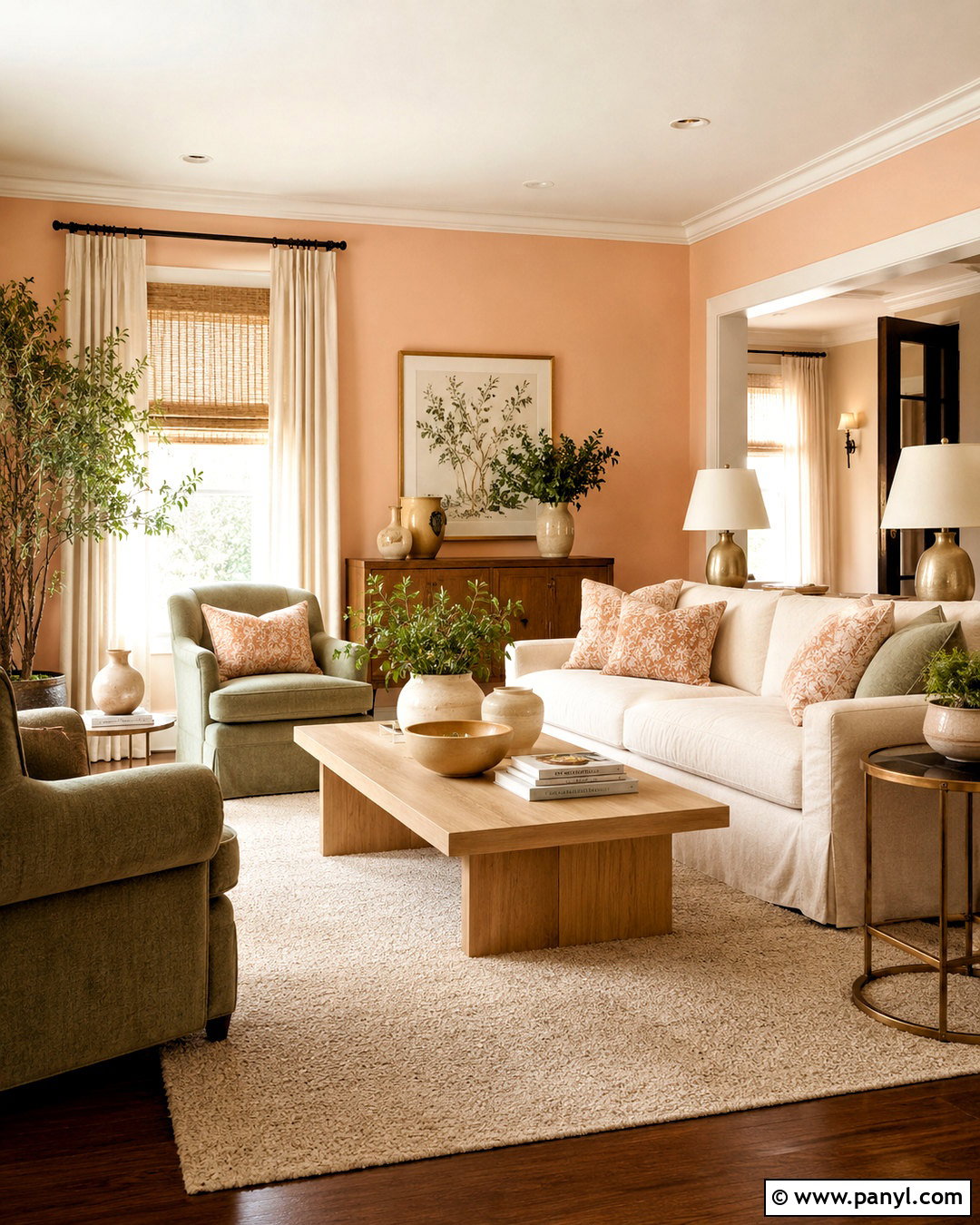 Soft Peach And Sage Living Room - 20 colour schemes for living room ideas