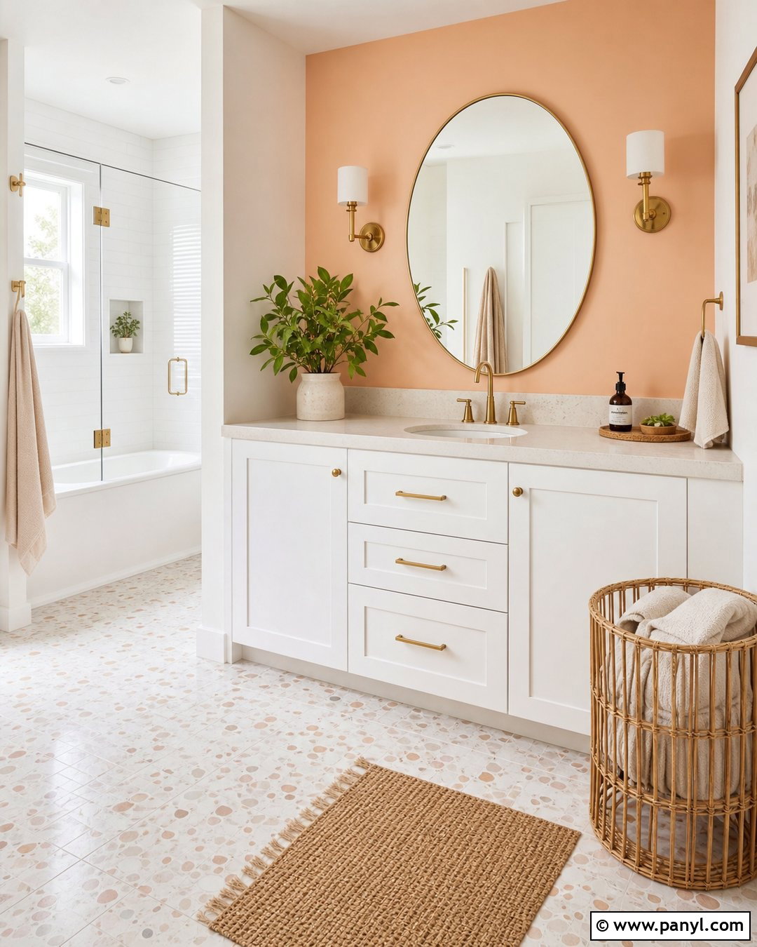 Soft Peach Bathroom Accent Wall - 30 Accent Wall Bathroom Painted Ideas