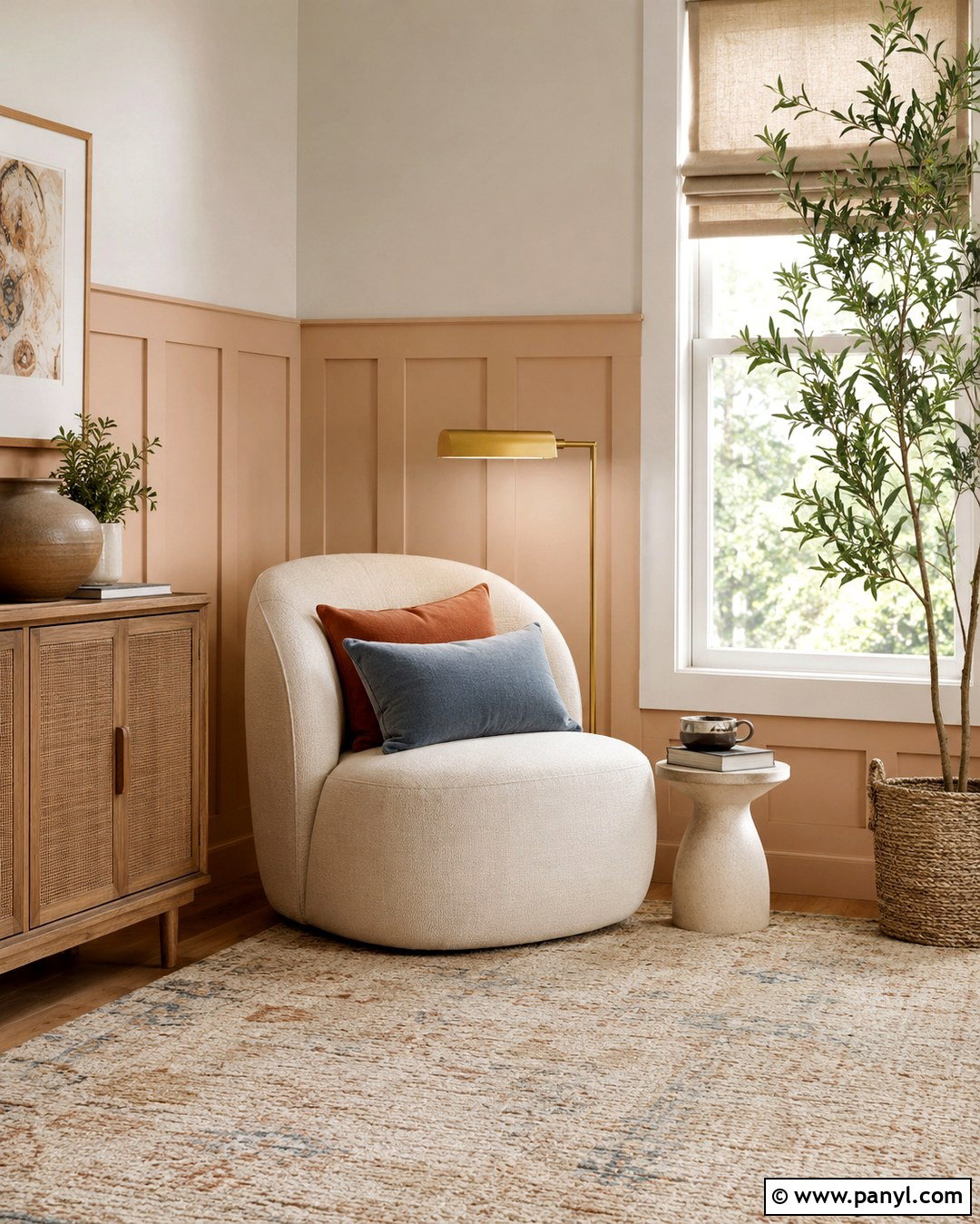 Soft Peach Board And Batten Reading Room - 20 Board And Batten Color Ideas Accent Wall Ideas
