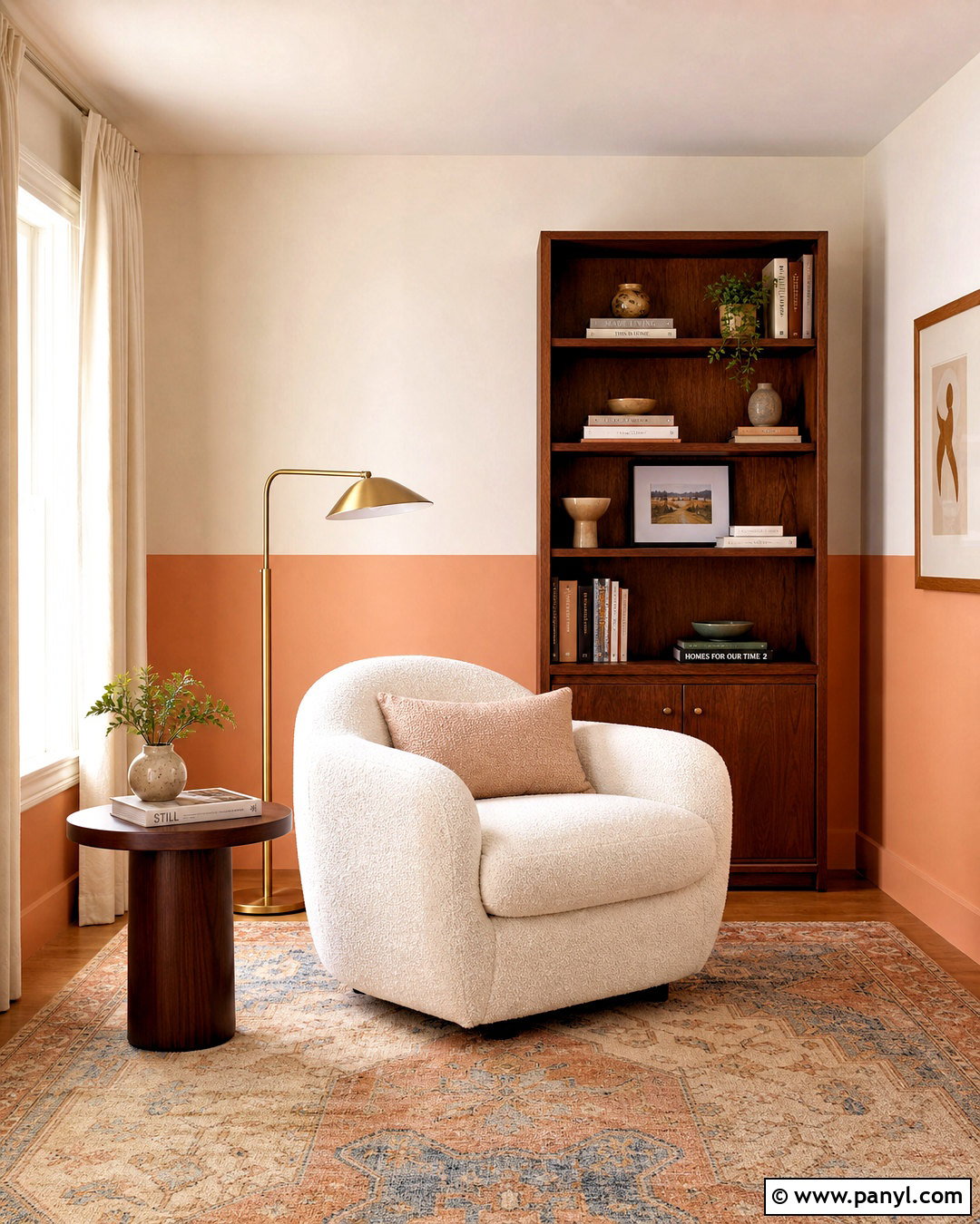 Soft Peach Half Wall Reading Room - 20 painting half wall ideas