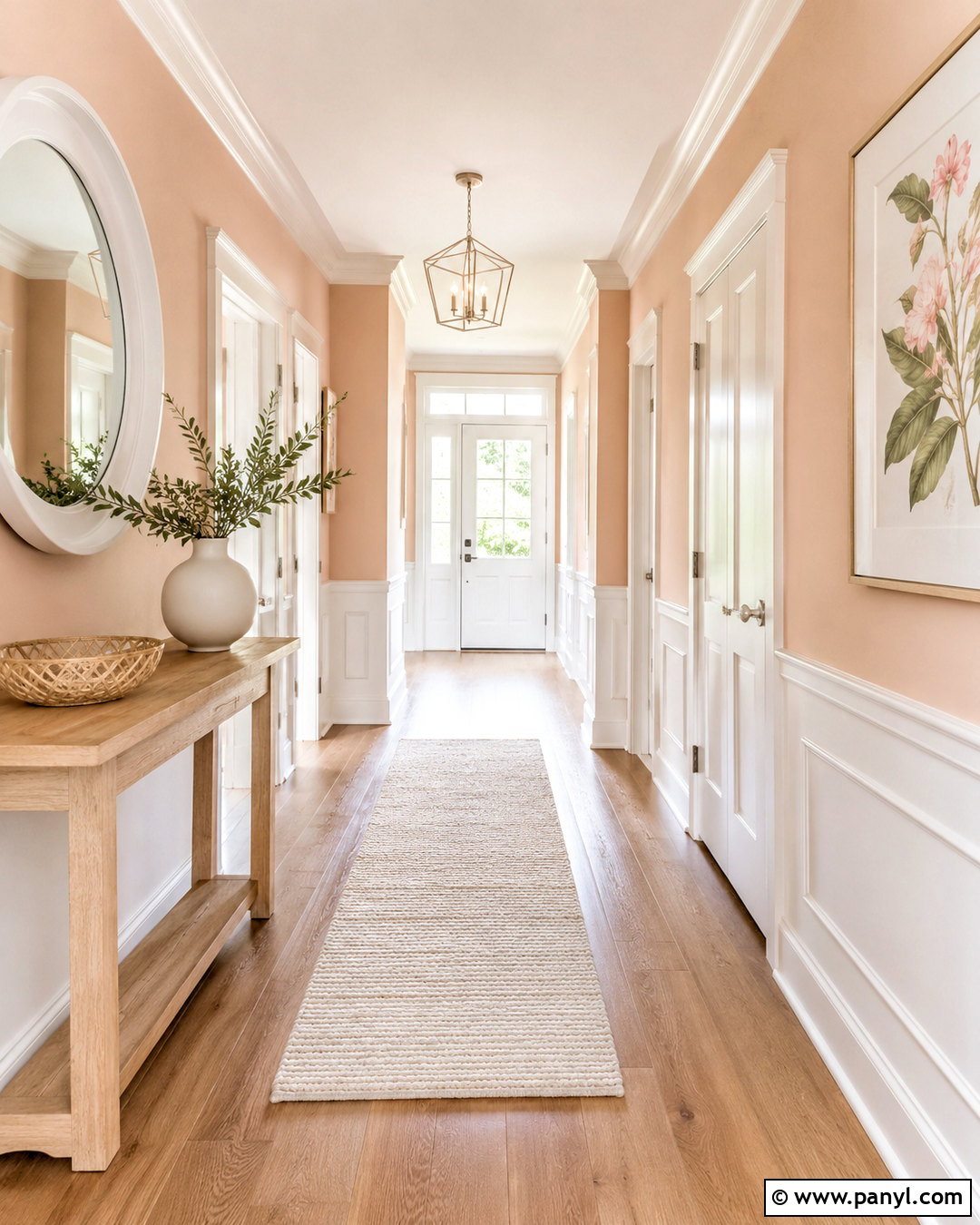 Soft Peach Hallway With White Trim - 20 peach hallway ideas