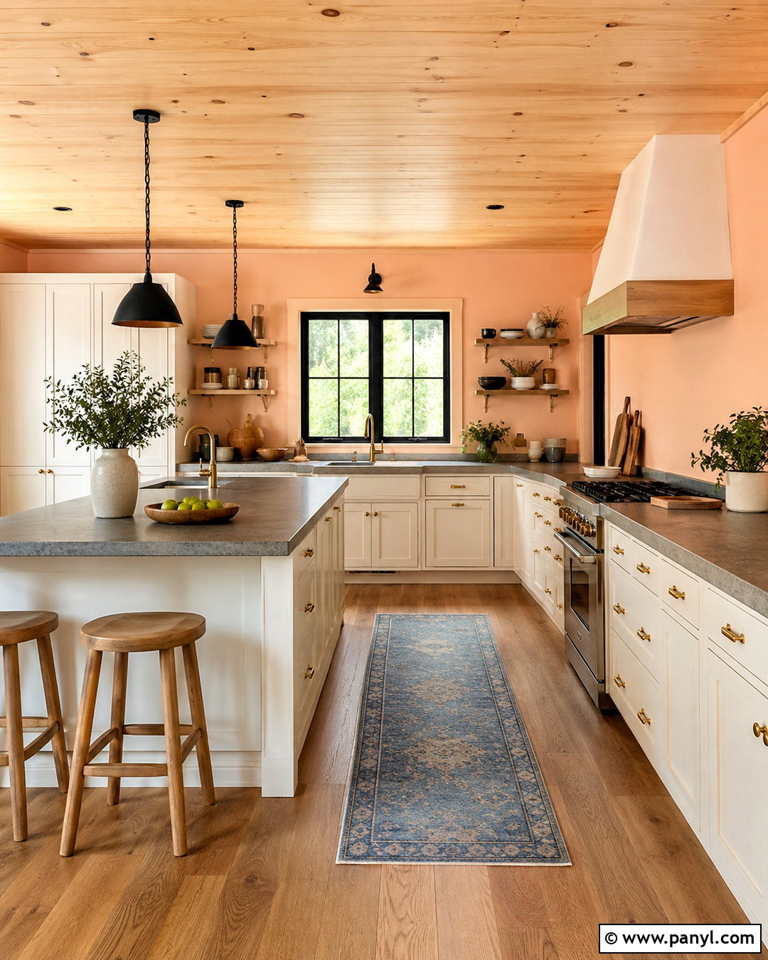 Soft Peach Wall Color With Pine Ceiling - 20 Wall Color With Pine Ceiling Ideas