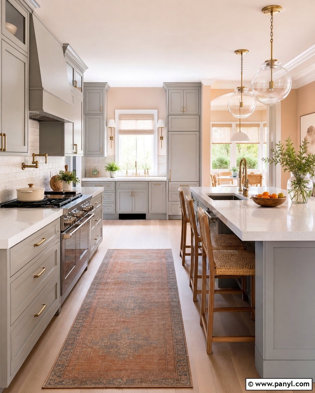 Soft Peach Walls With Gray Kitchen Cabinets - 30 Gray Kitchen Cabinets Wall Color Ideas