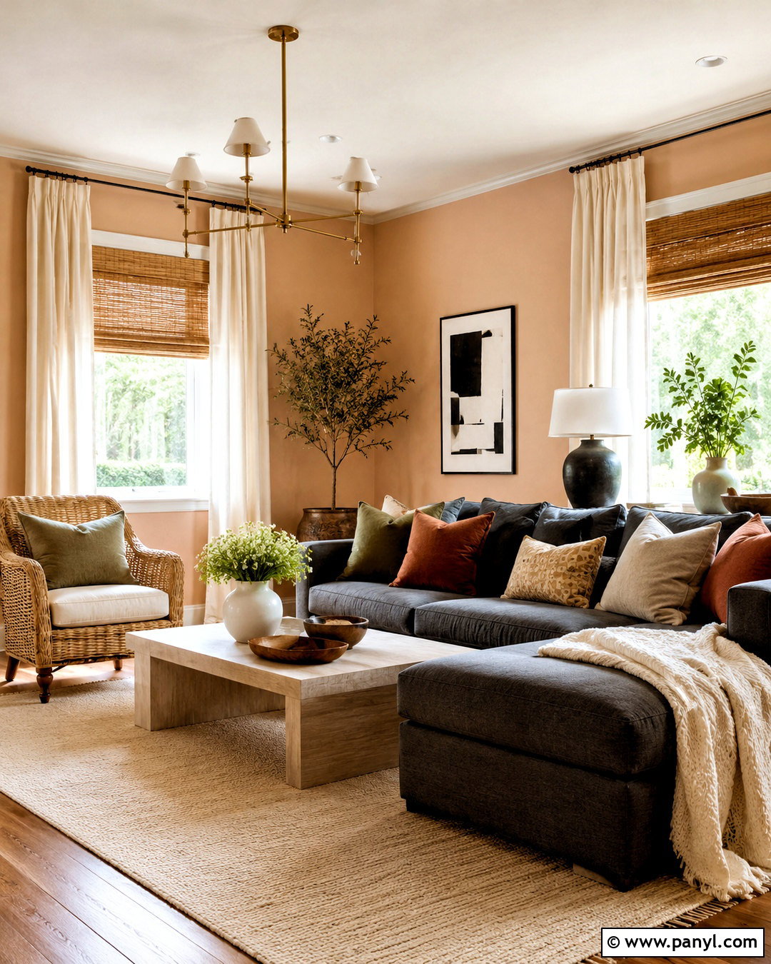 Soft Peach Walls With Grey Sofa - 20 Wall Colour With Grey Sofa Ideas