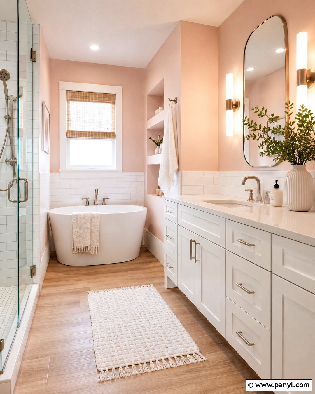 Soft Peach and White Bathroom - 20 peach color bathroom ideas
