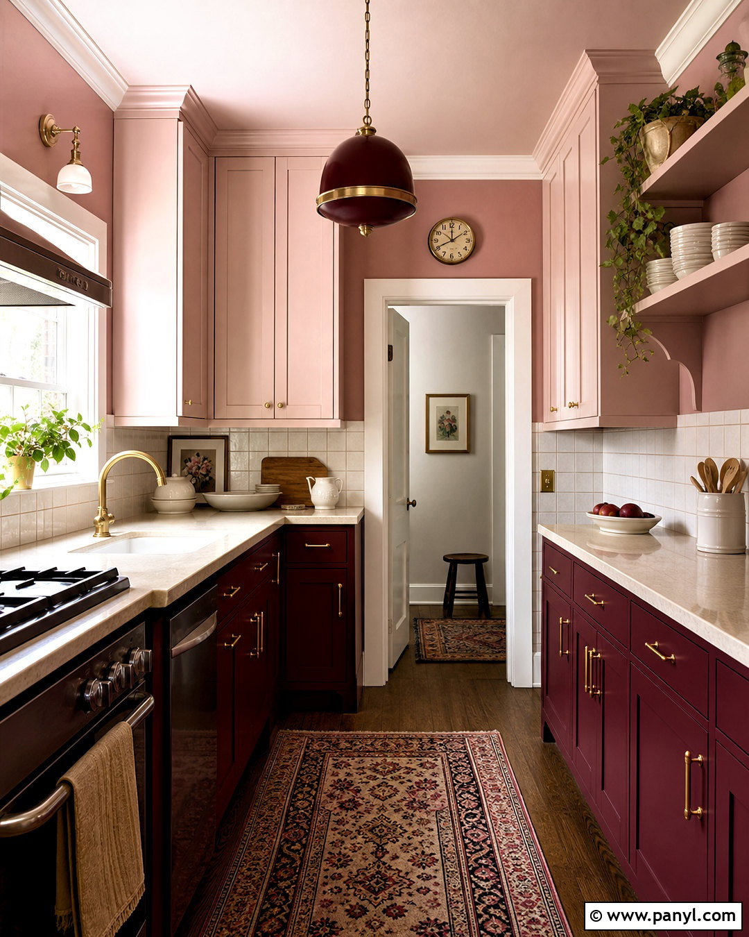 Soft Pink And Burgundy Small Kitchen - 20 small kitchen colors schemes
