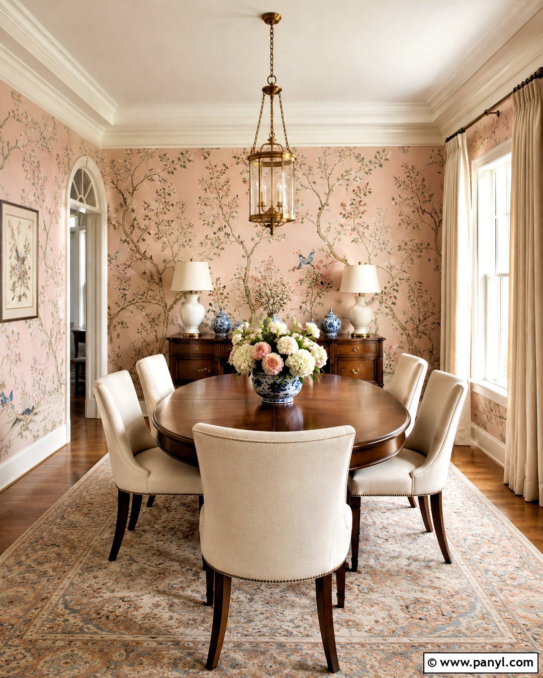 Soft Pink Chinoiserie Wallpaper Dining Room - 20 light colored wallpaper ideas