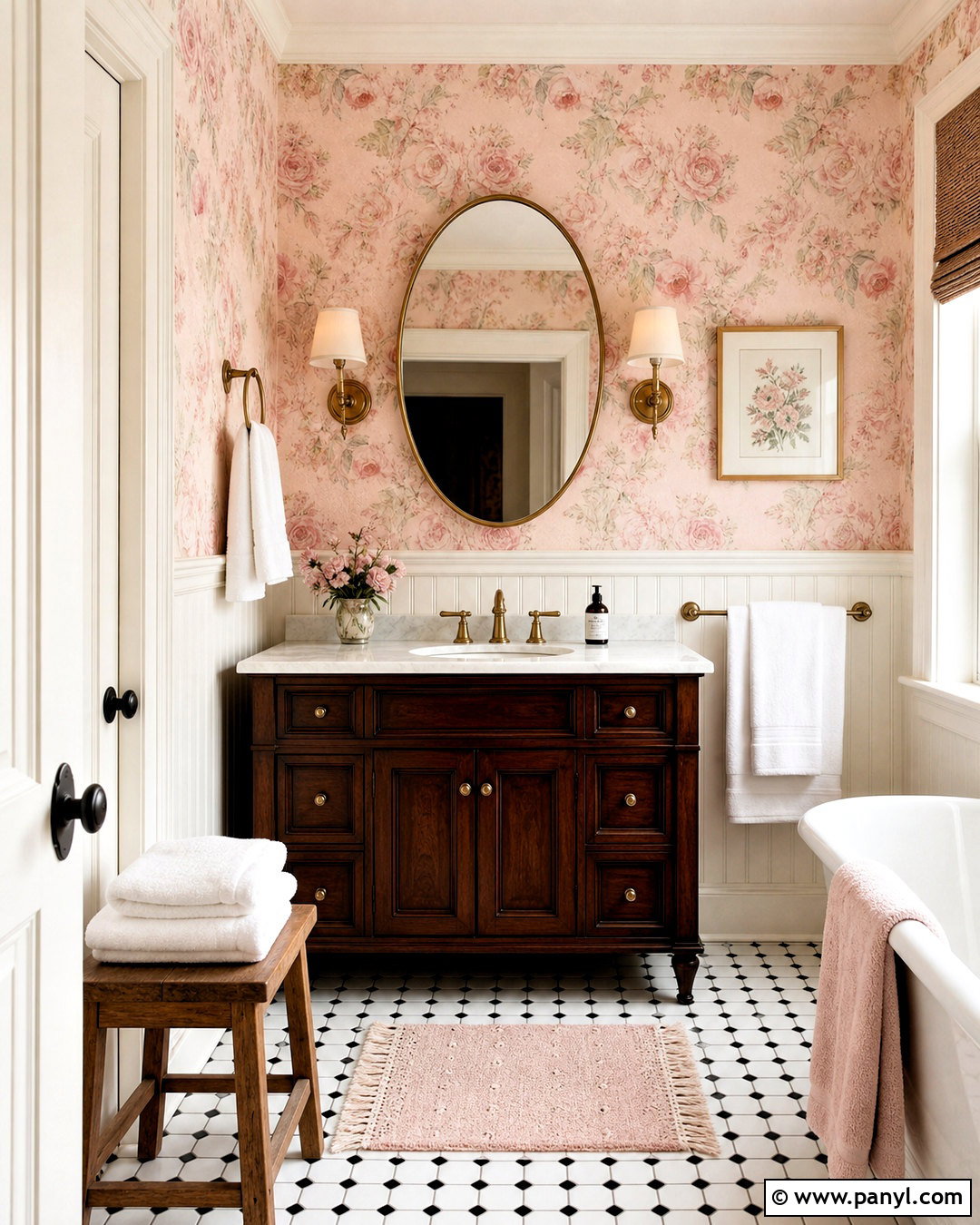 Soft Pink Floral Wallpaper Bathroom - 20 soft pink bathroom ideas