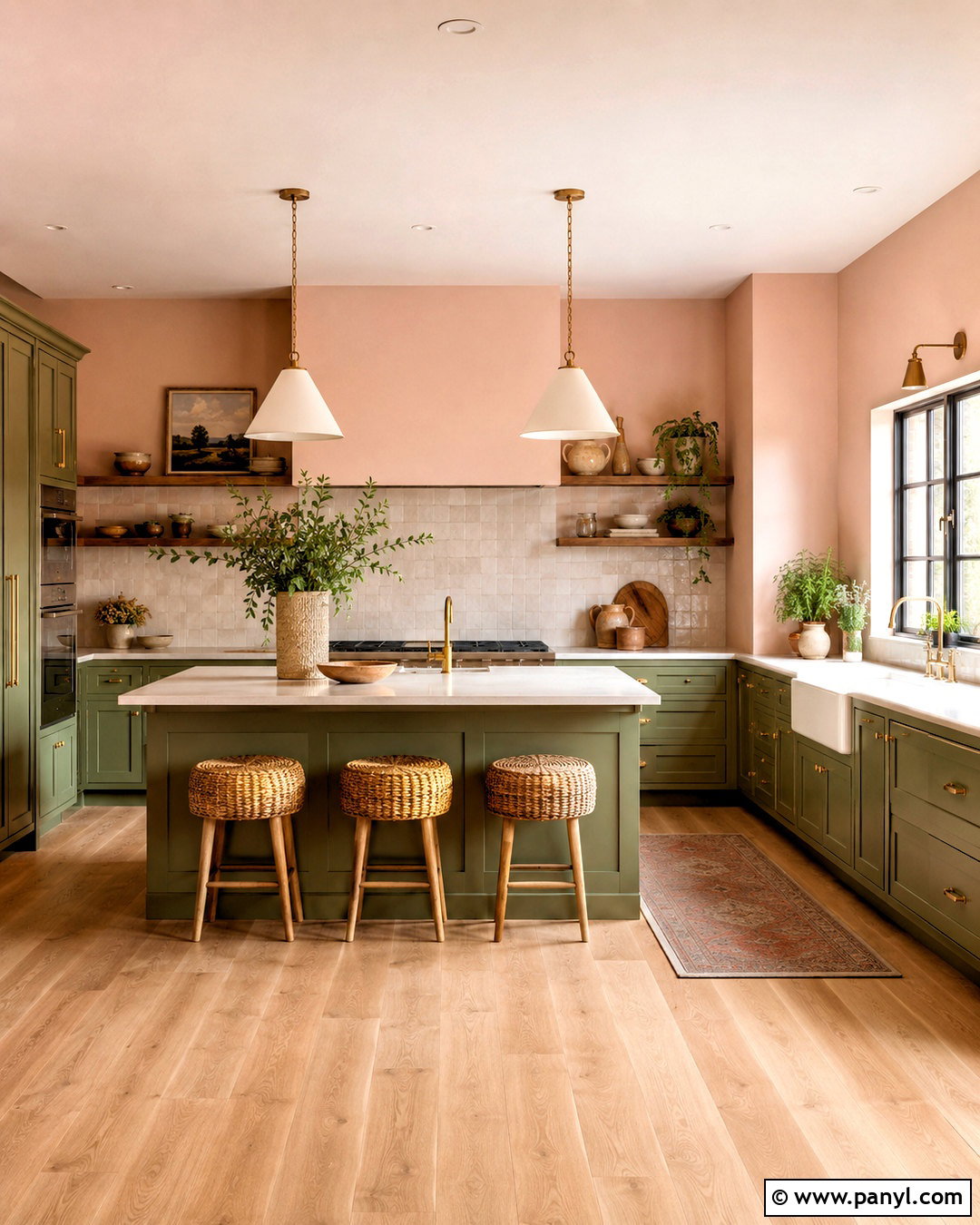 Soft Pink Kitchen Walls With Sage Green Cabinets - 40 pink kitchen walls
