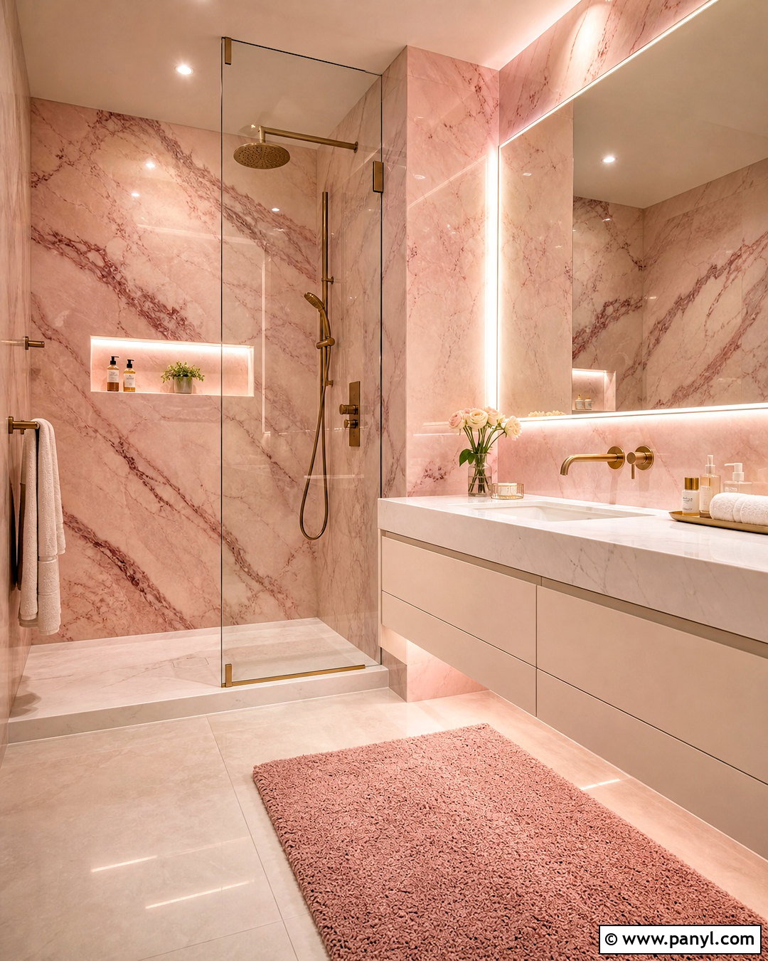 Soft Pink Marble Bathroom - 20 soft pink bathroom ideas