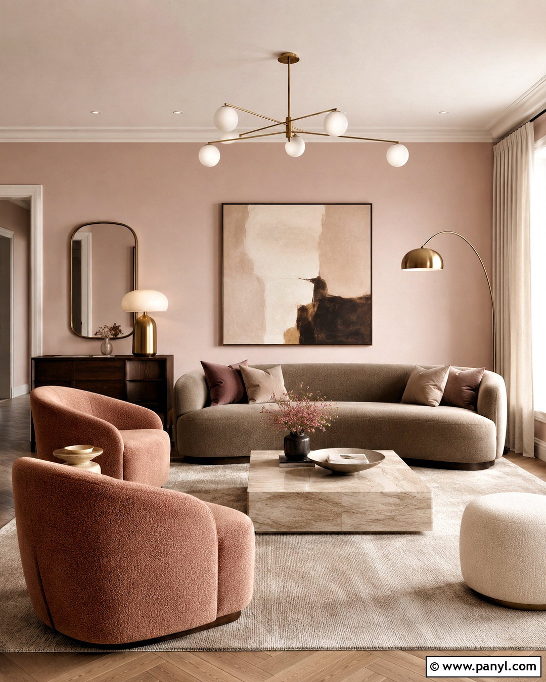 Soft Pink Mushroom and Brass Color Palette - 20 luxe color palette ideas