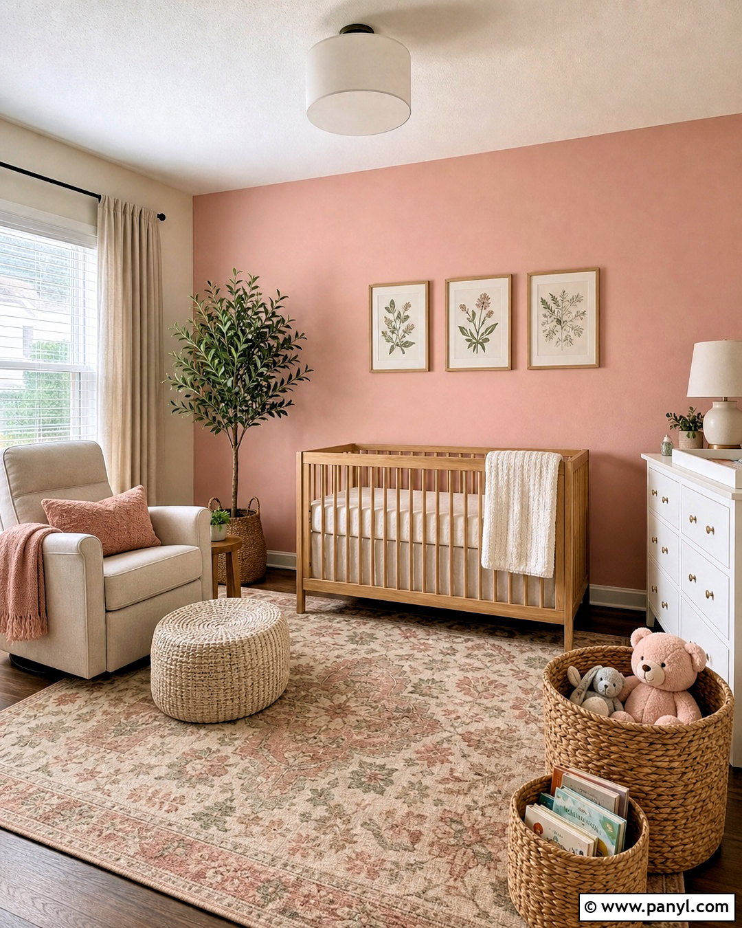 Soft Pink Nursery Wall - 20 pink feature wall ideas