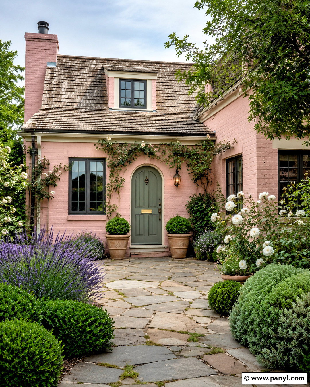 Soft Pink Painted Brick Cottage - 20 painted brick house exterior before and after ideas