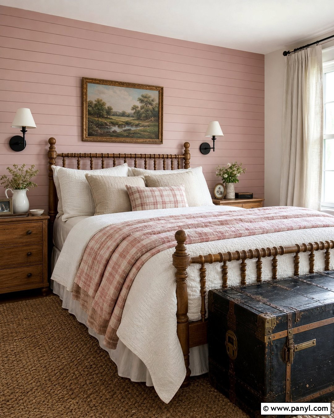 Soft Pink Shiplap Walls - 20 Rustic Pink Wall Color Ideas