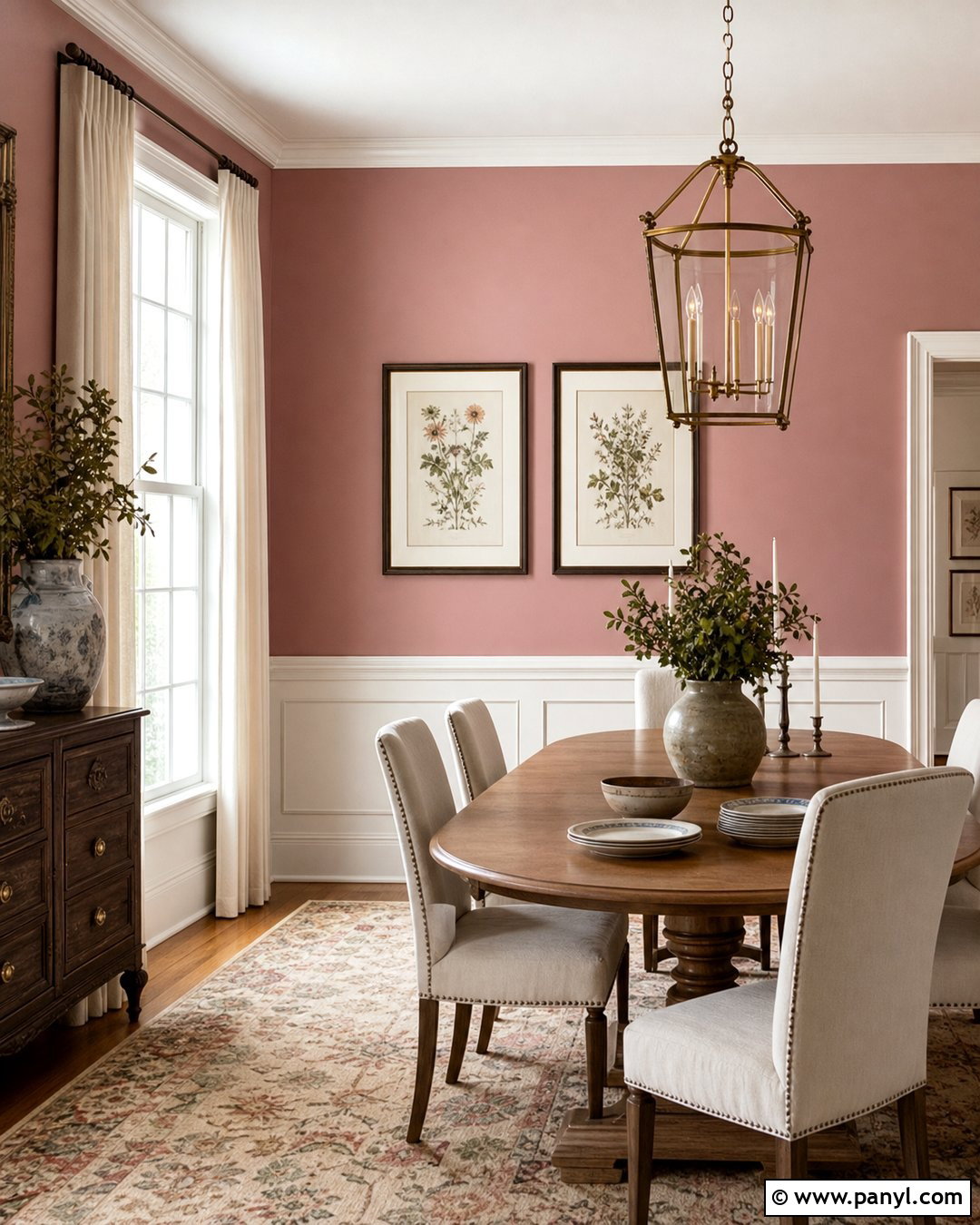 Soft Pink Walls With White Wainscoting - 25 Soft Pink Wall Paint Ideas