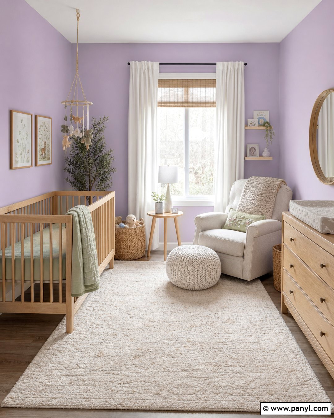 Soft Purple Wall Nursery - 35 Purple Wall Room Ideas