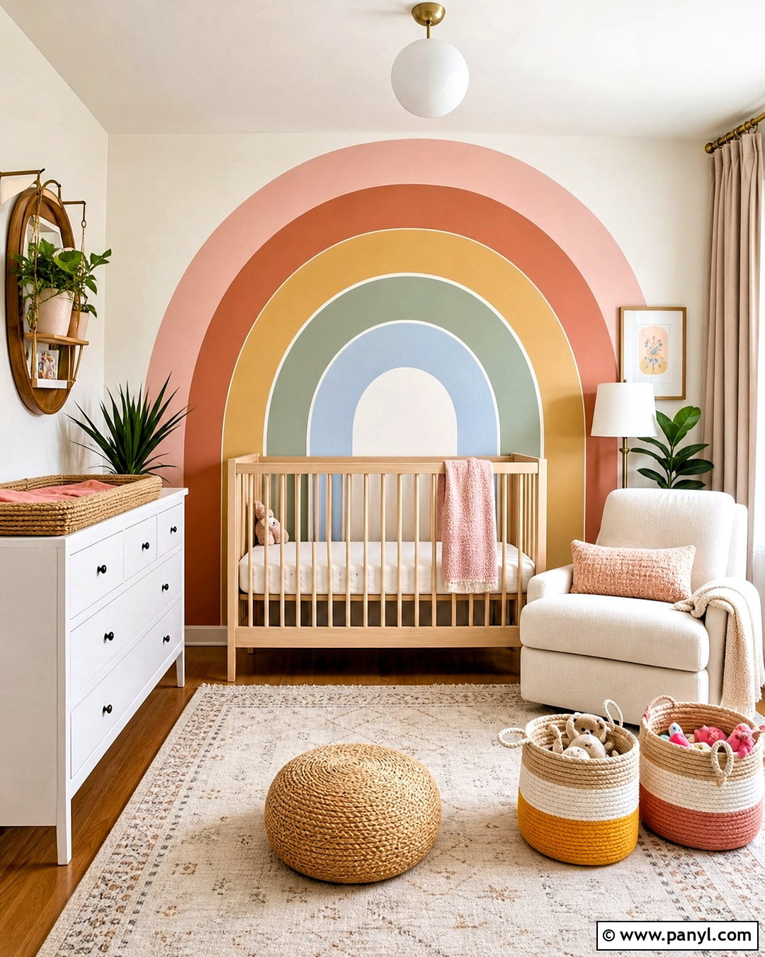 Soft Rainbow Mural Baby Room - 20 baby room paint ideas
