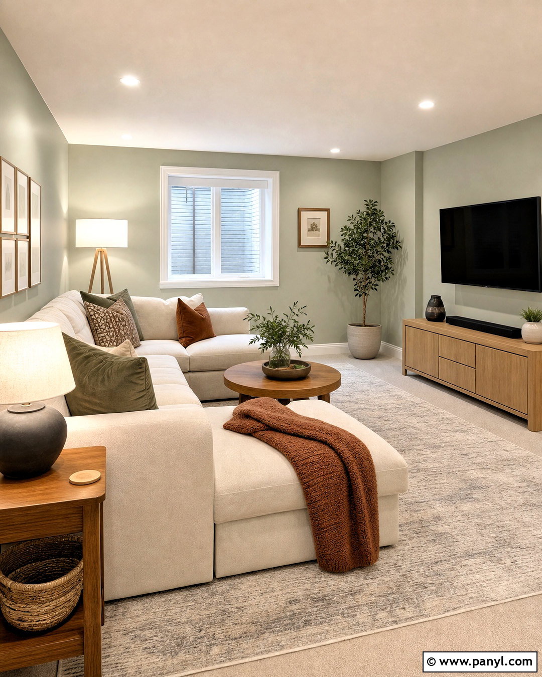 Soft Sage Basement Family Room - 20 soft sage sherwin williams ideas