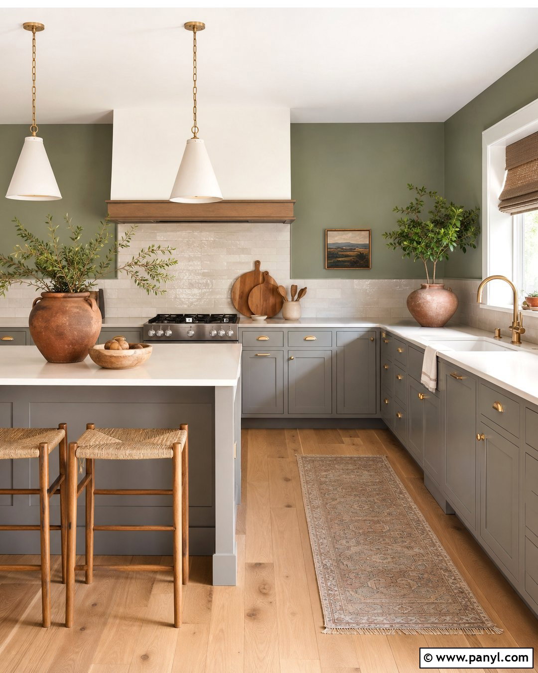 Soft Sage Walls With Gray Kitchen Cabinets - 30 Gray Kitchen Cabinets Wall Color Ideas